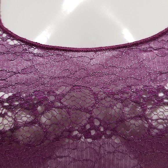 Mudd top Medium NWT unlined floral lace sleeveless tank metallic accent sheer - Picture 6 of 11